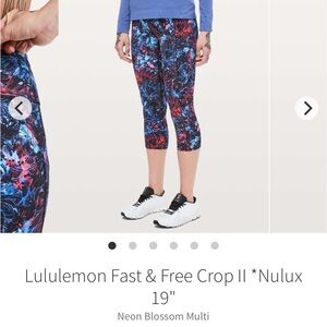 Colorful Lululemon Fast and Free Crop II Size 12